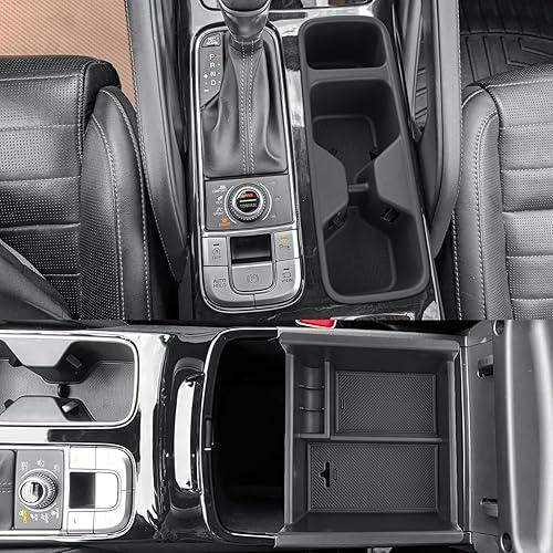 CDEFG 2Pcs for 2025 2026 Kia Telluride Center Console Organizer, for 2025 2026 Telluride Kia Accessories Middle Console Organizer Armrest Storage Box Dual Trays