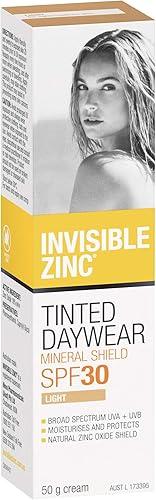 Invisible Zinc Light Tinted Daywear SPF 30+ - Daily Moisturizer with Sun Protection & Sheer Foundation to prevent appearance of Premature aging caused by Harmful UV Rays - 50g
