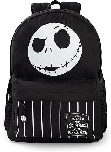 Disney The Nightmare Before Christmas Jack Skellington Backpack | Black and White Stripes Design School Bag Back to School