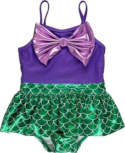 RuffleButts Girls UPF50+ Sun Protection Princess Sleeveless One Piece Swimsuit