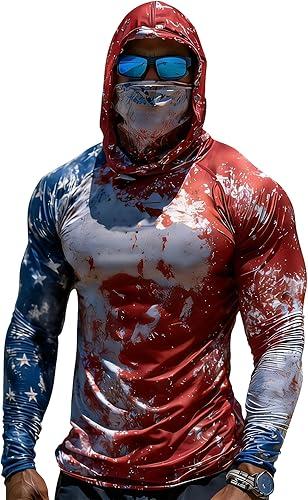 ZEFOTIM Mens UPF 100 Sun Protection Hoodie with Uv Detection Lightweight Upf50 Workout Fishing Breathabl Quick Dry Sunshirt