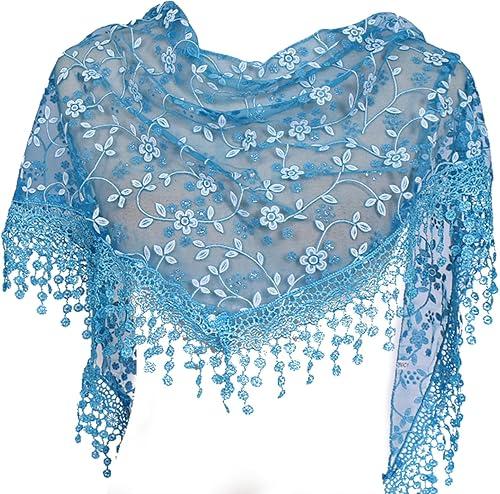 BLESSUME Medieval Headscarf Wimples Women Triangle Veil Classic Mantilla Soft Lace Chapel Veil