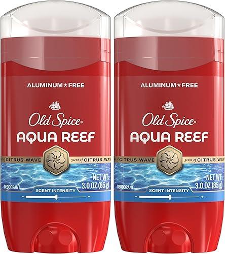 Old Spice Aluminum Free Deodorant for Men, 24/7 Odor Protection, 24/7 Freshness & Lasting Scent, Aqua Reef with Cypress Scent, 3.0 oz (Pack of 2)