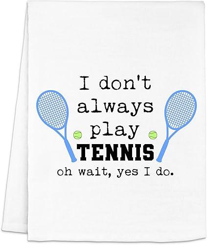 Moonlight Makers Colorful Funny Dish Towels – Funny Towels for Women, Cotton Decorative With Saying Cloth, Unique Housewarming Gifts, Home Essentials, 28x28in, – I Don't Always Play Tennis, 1-PC