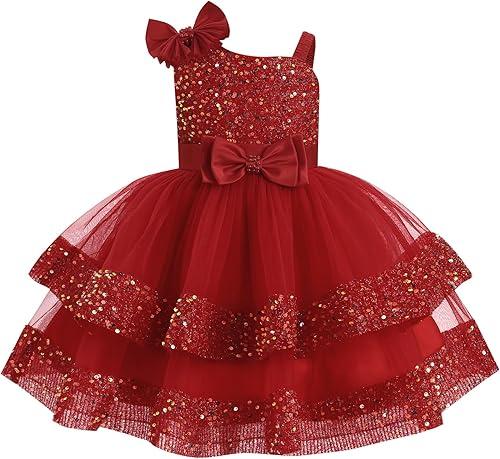 IBTOM CASTLE Girls Birthday Dress Sequin Tiered Tulle Tutu Party Flower Girl Wedding Toddler Pageant Formal Prom Gown