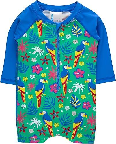 RUGGEDBUTTS Baby/Toddler Boy Swimsuit, One Piece Zipper Rash Guard Sunsuit with UPF 50+ Sun Protection