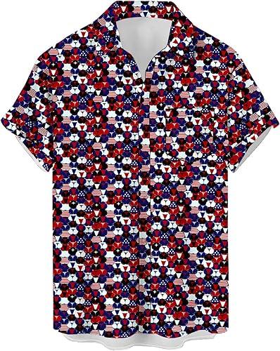 Hawaiian Bowling Shirts for Men Short Sleeve Printed Regular Fit Summer Beach Casual Button Down Aloha Shirts