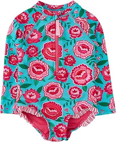 RuffleButts® Girls One Piece Rash Guard Baby Swimsuit UPF 50+ Sun Protection