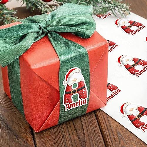BYFDIY Custom Christmas Stickers Personalized Initial Name Santa Claus Sticker for Gift Box Package Envelope Christmas Gift For Kids Family Best Friends