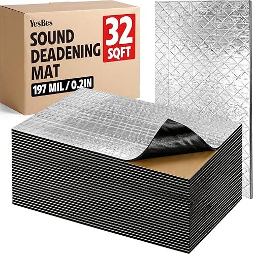 32 sqft Sound Deadening Mat, 197 mil(5mm) Sound Deading Material for Cars, Automotive Sound Deadener Foam, Audio Noise Insulation and dampening (30 Pcs)