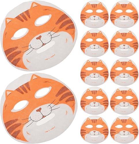 TEHAUX 50pcs Cat Animal Facial Sheet Masks Spa Beauty Salon Face Mask Sheets for DIY Skincare Party Cosplay