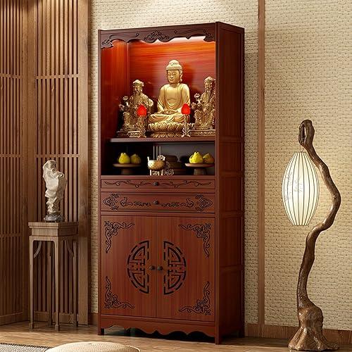 Altar Table with Storage,Personal Meditation Altar Cabinet,Buddhist Table with Drawer for Home Use,Chinese Buddhist Cabinet for Living Room
