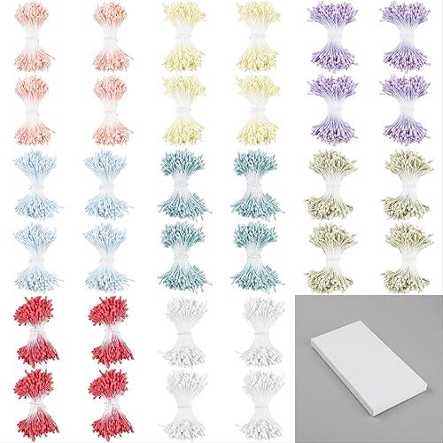 GORGECRAFT 3200Pcs 8 Colors Double Heads Pearl Flower Stamens 2mm Artificial Pearlized Floral Pollen Stamen Handmade Artificial Pistil for Flower Making Crafts Wedding Bouquet Scrapbook Easter Floral