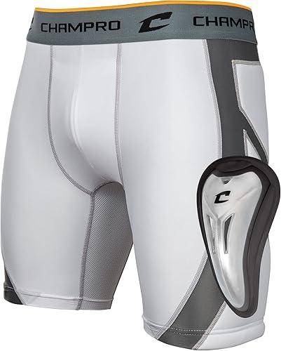Champro Wind-up with Wind Up Compression Polyester Spandex Sliding Short w Cup, White, Large US