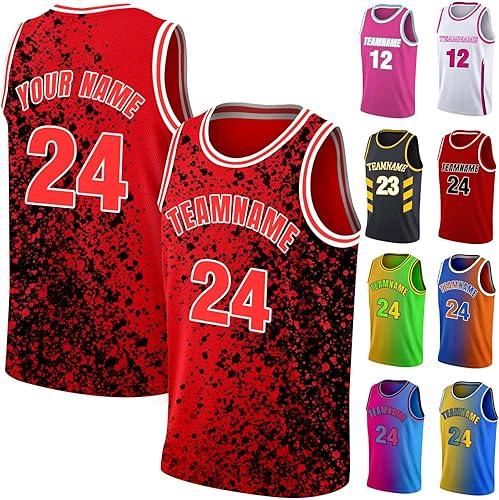 Custom Basketball Jersey Team Name Number Personalized Practice Shirt for Men Youth Kids Boys College University, S~4XL