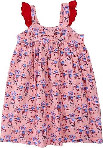 RuffleButts Baby/Toddler Girls Flutter Bow Woven Dress