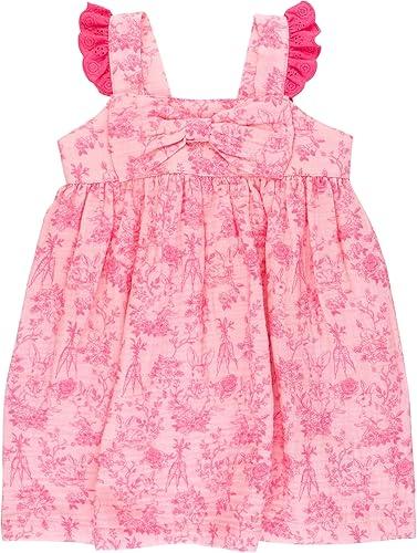 RuffleButts Baby/Toddler Girls Flutter Bow Woven Dress