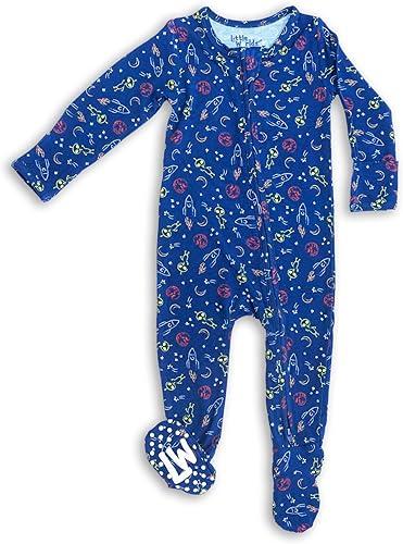 Little Worldz Viscose from Bamboo Baby Pajamas Footed Sleeper with 2-Way Zipper PJs Hypoallergenic for Boys & Girls