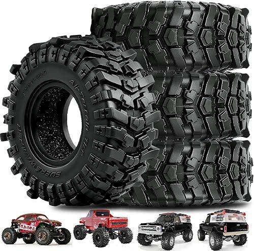 STMU 0.7" Cling On RC Crawler Tires 40x16mm Fits Axial SCX30 Redcat Ascent-32 1/30 1/32 RC Cars Compatible with 0.7" Beadlock Wheels (0.7Tires)