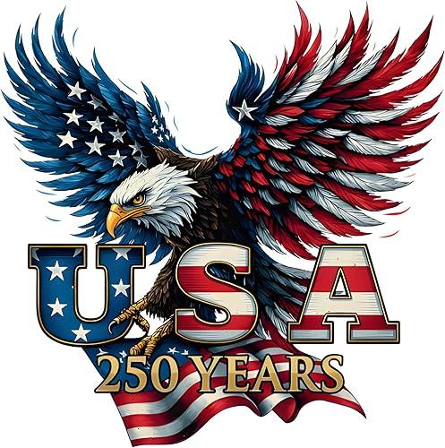 2pcs USA 250th Anniversary Merchandise - Patriotic 1776-2026 Vinyl Car Decals and Bumper Stickers for Cars, Trucks, Vehicles, 250 Years Commemorative Window Decal
