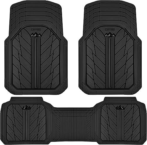 CAR PASS Heavy Rubber Car Floor Mats, Deep Waterproof Car Mats All Weather, Universal Trim-to Fit Automotive Floor Mats for Car SUV Truck Van, Durable Floor Liners Solid Black