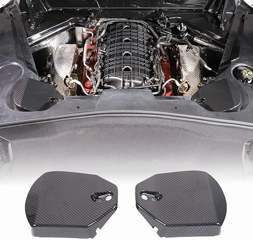 Rear Strut Tower Covers Compatible with Chevrolet Corvette C8 2020-2023, ABS Plastic Engine Bay Shock Protection Panel Cover Trim, 2pcs C8 Accessories (Carbon fiber pattern)