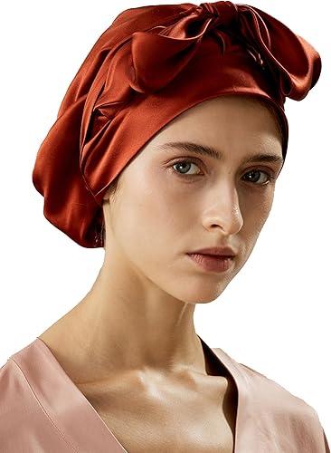 LilySilk 100% Pure Mulberry Silk Sleep Cap Womens Bonnet for Sleeping & Hair Care Night Band Head