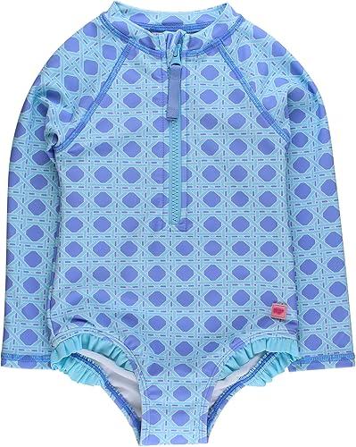 RuffleButts® Girls One Piece Rash Guard Baby Swimsuit UPF 50+ Sun Protection