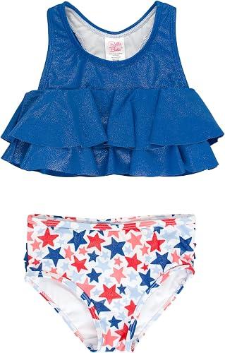 RuffleButts Girls UPF50+ Sun Protection Flounce Bikini Two Piece Swimsuit