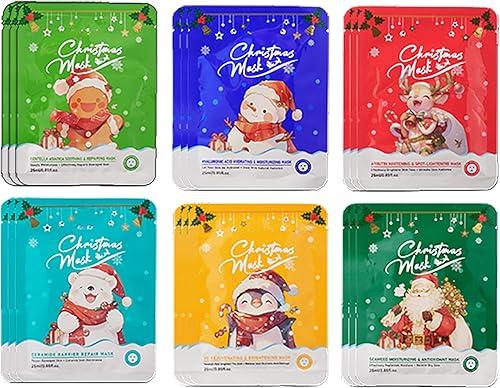 LAKSMI Christmas Face Mask Sheet Christmas Stocking Stuffers Fun Hydrating Face Masks For Teen Girls Holiday Bulk Gifts For Women (18PCS)
