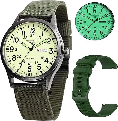 Gosasa Unisex Military Watches Sport Textile Nylon Strap Stylish Men Watch Luminous Fashion Watches Analog Display Quartz Waterproof Casual Wristwatch