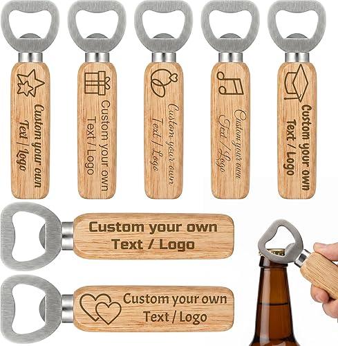 Custom Wooden Bottle Openers (20–100PCS) – Personalized Laser Engraved Logo, Text or Design – Bulk Beer Opener with Wood Handle for Weddings, Bars, Events, Gifts & Business Promotion