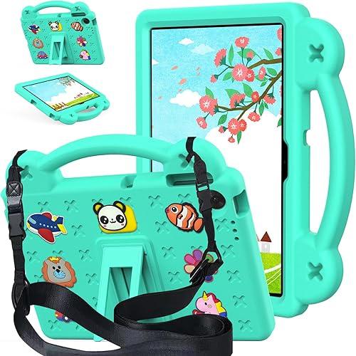 Compatible with Lenovo tab TB-311/WIFI 10.1 (2025) Tablet Case, Kids Friendly Universal Lightweight Shockproof Protective Case with Shoulder Strap & Stand Handle Mint Green