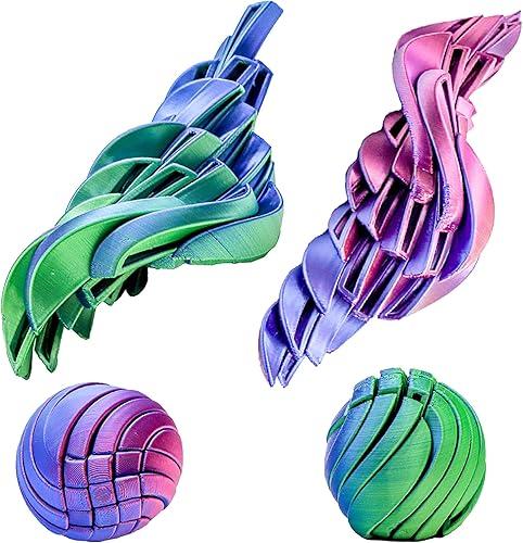 Morphslime 3D Printed Twist Sphere Fidget Ball, Hypnotic Slime-Style Spinner Toy, Gear-Style Sphere Fidget Gadget for Stress Relief, Relaxation & Focus (2pcs)