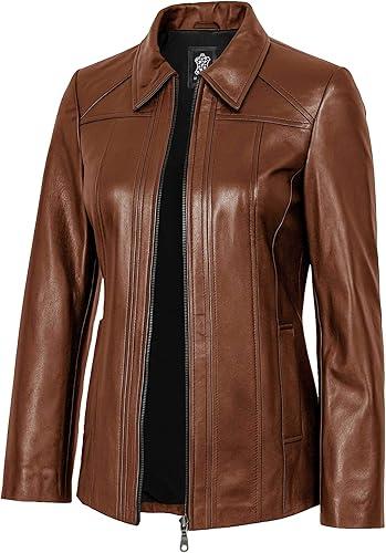 Women's Real Lambskin Leather Coats - Casual Style Long Genuine Leather Jackets for Women