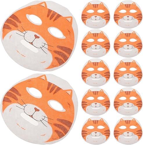 VILLCASE 50pcs Cat Facial Mask Sheets with Cute Animal Print, Moisturizing Spa Face Masks for Skin Care and Beauty Treatment