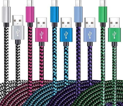 Teeind USB Type C Cable Fast Charging, Tpc001 5 Pack(6Ft 3A) Braided C Charger Cables Compatible with Samsung S10e/note 9/s10/s9/s8 Plus/A80/A50/A20 — 9% off
