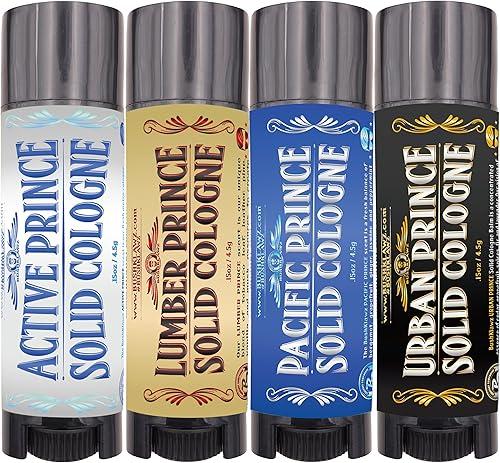 BushKlawz Solid Colognes Travel Variety Gift Set Sampler. Includes 1 chapstick size stick of each of our 4 famous scents. Best Gift Present for men men's