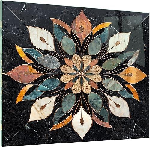 Zaanvo Tempered Glass Backsplash for Kitchen - Easy to Clean Backsplash Wall Art, Wall Protector Panel Behind Stove, Sink or Oven Splashback, Cooker Back Splash Guard (Black Floral)