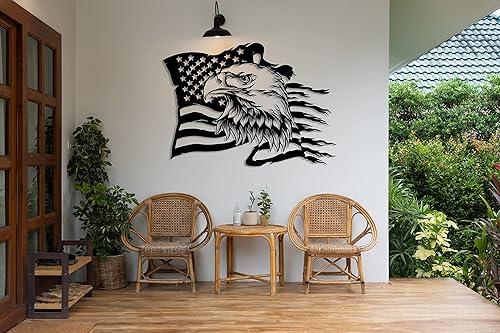American Eagle Metal Wall Art, American Flag Wall Decor, US Large Eagle Wall Sign, Fourth of July Independence Day Flag, Patriotic Gift, Metal Flag Hanging (27.5 x 38.6” / 70 x 98 cm)