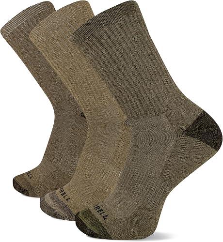 Merrell Unisex Adult Wool Hiking Crew Socks (3-Pack)