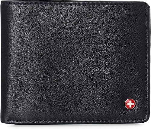 Alpine Swiss Mens Wallet for Men | RFID Protected Leather Mens Wallet | Spencer Bifold with Divided Bill Section | Gift Box | 2 ID Windows | 14 Card & Storage Pockets for Organization