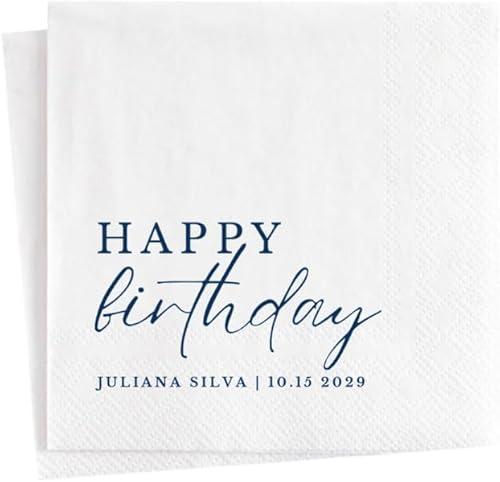 Custom Napkins for Birthday - Personalized Napkins with Name&Date - Custom Cocktail Birthday Napkin for Family Friends Couples - Unique Fanny Birthday Party decorations