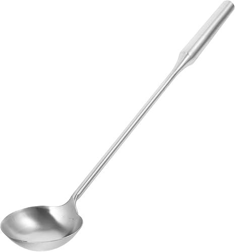 OUNONA Ergonomic Stainless Steel Soup Spoon Wok Spoon Kitchen Camping Silverware Material