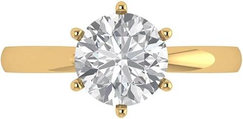 Clara Pucci 14K Solid Gold Engagement Ring for Women | 2 cttw Moissanite