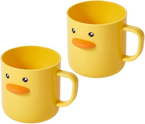OSALADI 2pcs Cute Duck Toothbrush Cups for Plastic Brushing and Drinking Cups Household Bathroom Storage Holder