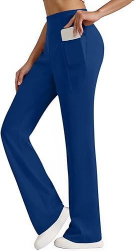 Women's Bootcut Yoga Pants with Pocket High Waist Workout Flare Leggings Tummy Control Bell Bottoms for Pilates