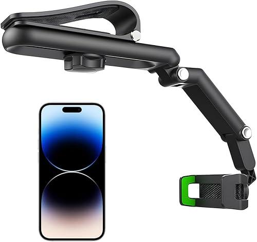 Rotatable and Retractable Car Phone Holder - 1080 Multifunction Sun Visor Universal 360 Rotating Cell Phone Holder Mobile Mount for Vehicle Rear View Mirror