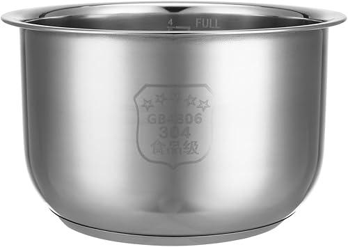 2L Stainless Steel Rice Cooker Inner Pot Replacement, Kitchen Liner for 6 Cup Cooked Capacity, Perfect for Home and Dorm Use, 7.07X7.07X4.13in