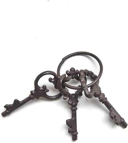 BLESSUME Punk Key Chain Medieval Bronze Skeleton Keys on Ring